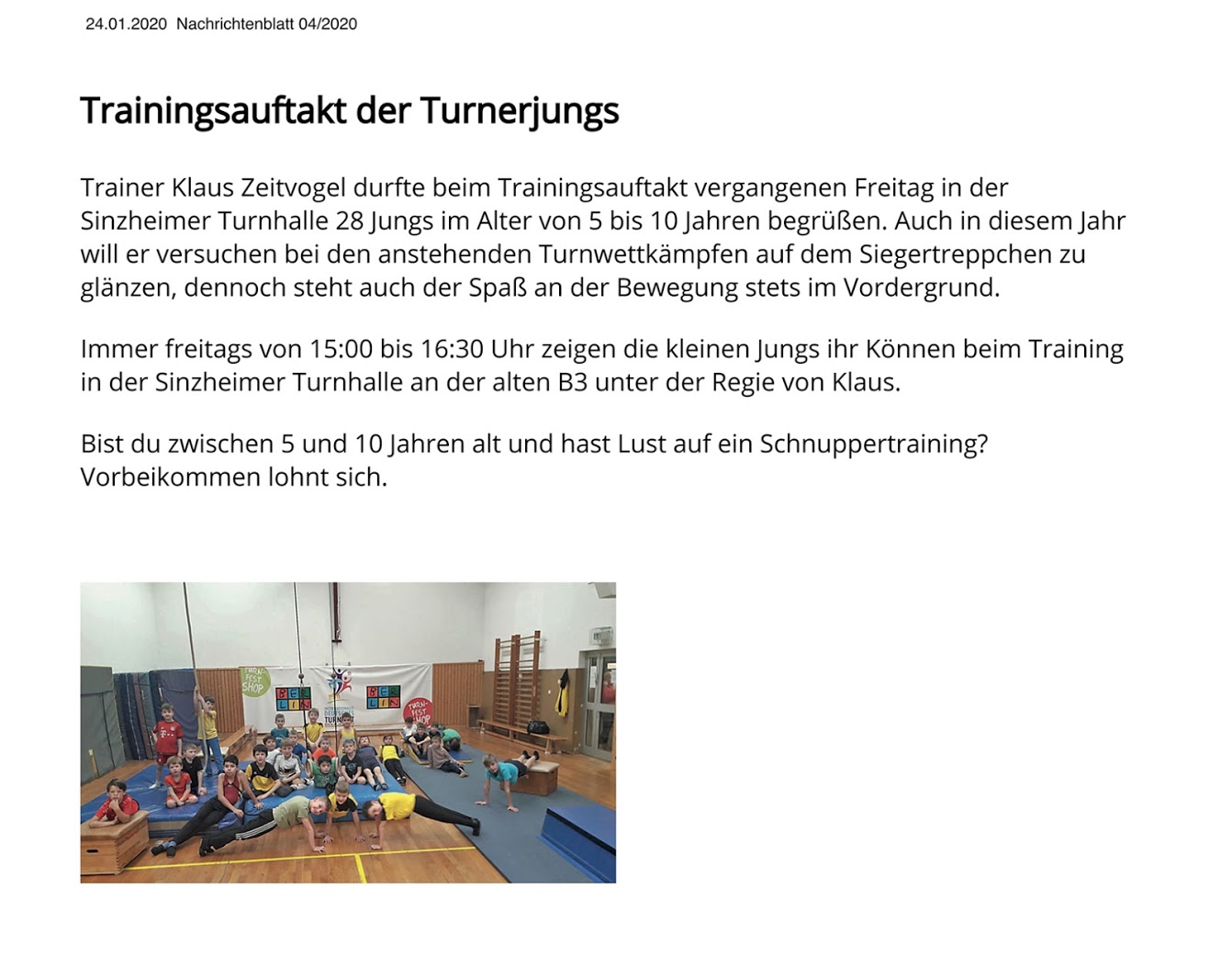 20200124 Trainingsauftakt